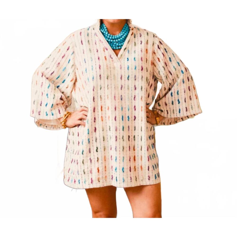 NEW HOLLY SHAE DESIGN cece mini caftan in slub stripe multi